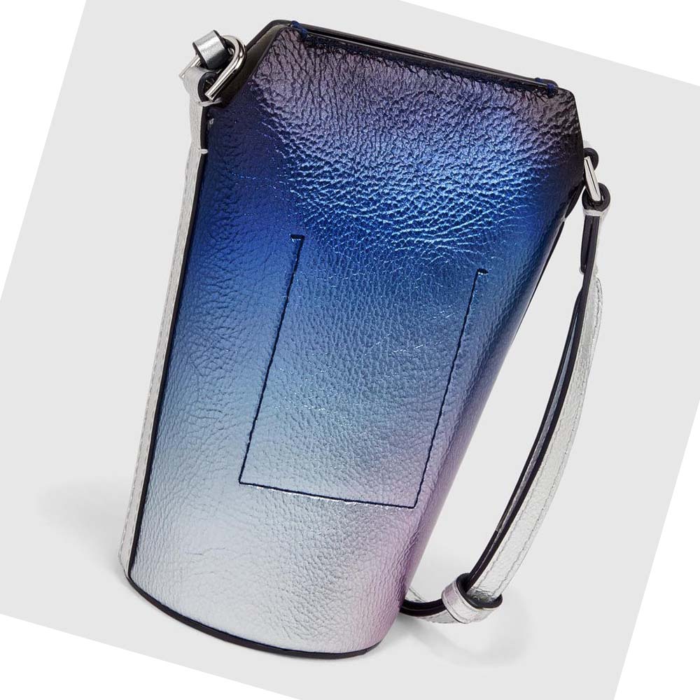 Women's Ecco METALLIC RISE POT Shoulder Bags Blue / Silver | USA 379BEX